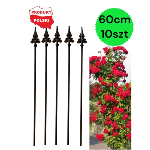 PALIK TYCZKA Z LILIĄ DO ROŚLIN 120CM PODPORA POMIDORÓW KWIATY METALOWA SOLIDNA 10SZT